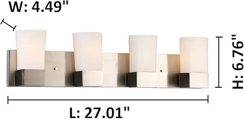 Miniatura 3 de EGLO Novela - Lámpara de tocador de 4 luces para interiores, aplique de pared regulable LED de vidrio esmerilado para baño con vidrio satinado, 27