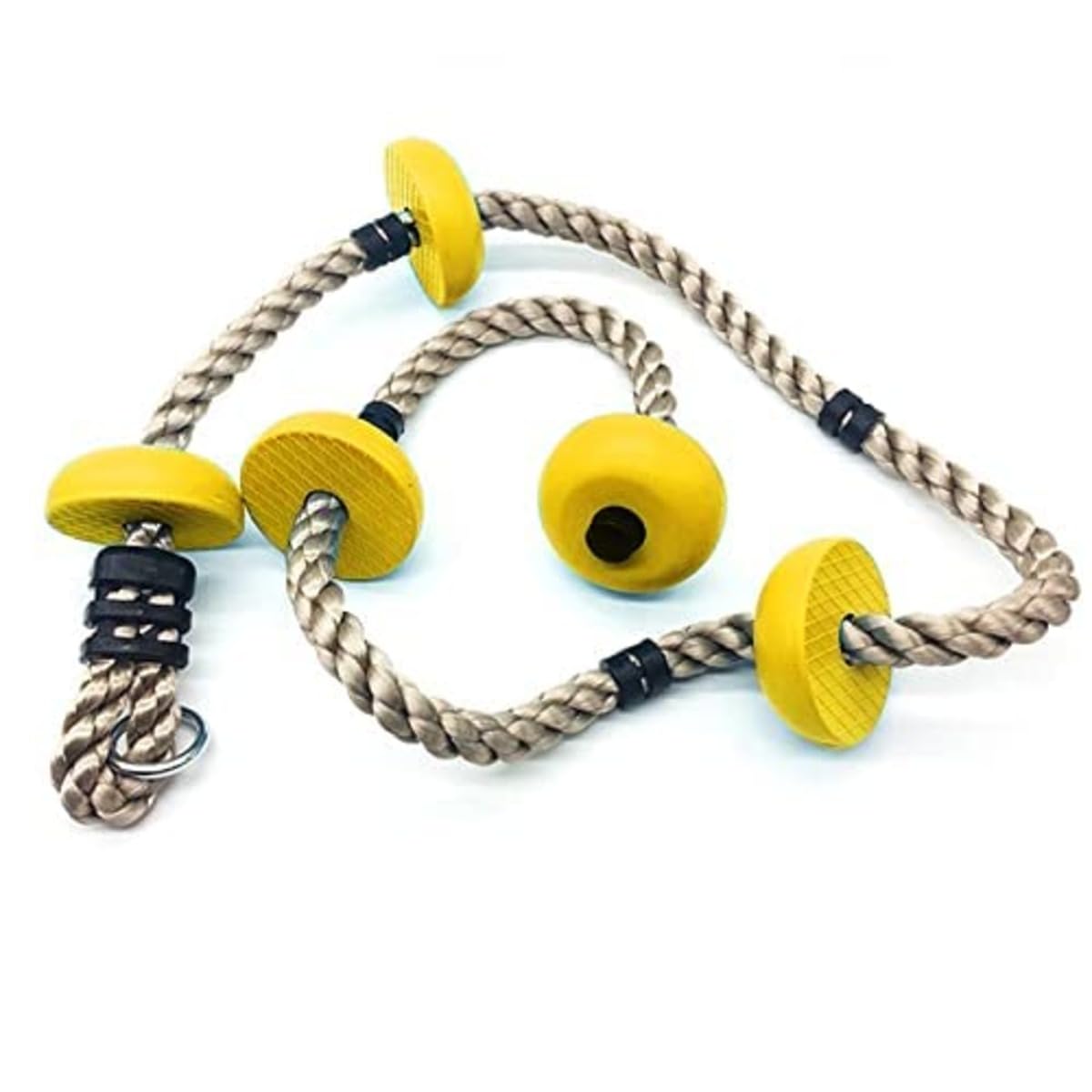 Shopster Yellow 6.5ft Kids Climbing Nylon Rope Swing with 5 Hanging Platforms - Strong, Sturdy, Perfect for Balancing Fun, Ideal Indoor and Outdoor, Backyard Climber with Carabiner (B0BB65BLBC) Amazon Price History, Amazon Price Tracker