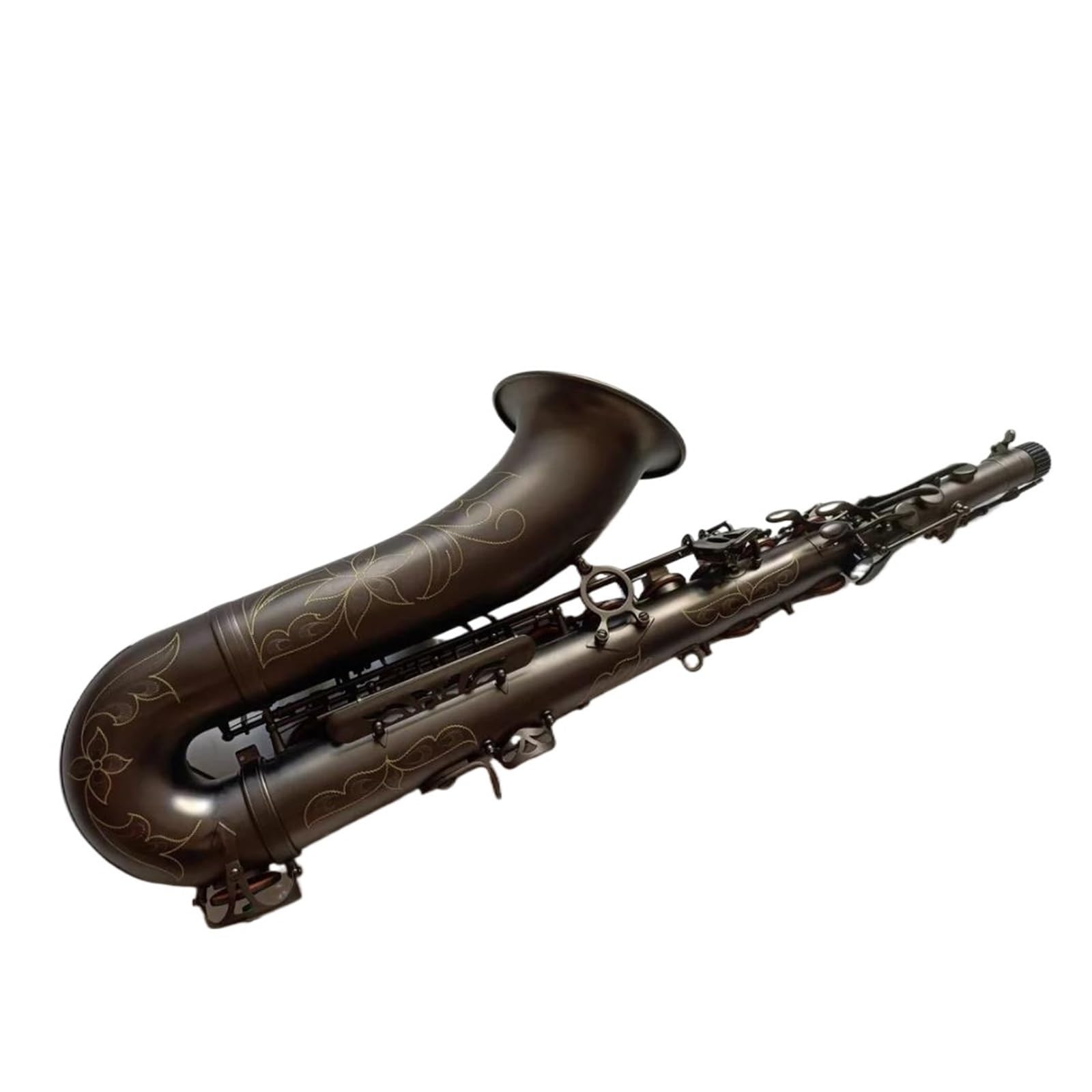 Saksofon Grawerowanie Klawiszy Saksofonu Tenorowego, Matowy Czarny Profesjonalny Instrument Muzyczny Saksofon Tenorowy (Color : Leather bag)