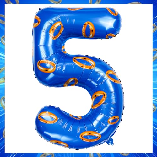 Image of Number 40 Inch Blue and Gold Ring Balloon Birthday Number Decoration Aluminum Film Balloon Suitable for Boys and Girls Blue Theme Party Cartoon Party Decoration Supplies (5)