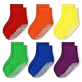 GRPSKCOS Stoppersocken Kinder, 6 Paar ABS Regenbogen Rutschfeste Kleinkind Socken für 1-7 Jahre Mädchen Kinder Anti Rutsch Socken(#2 Regenbogen- 6 Paare,1-3 Jahre)