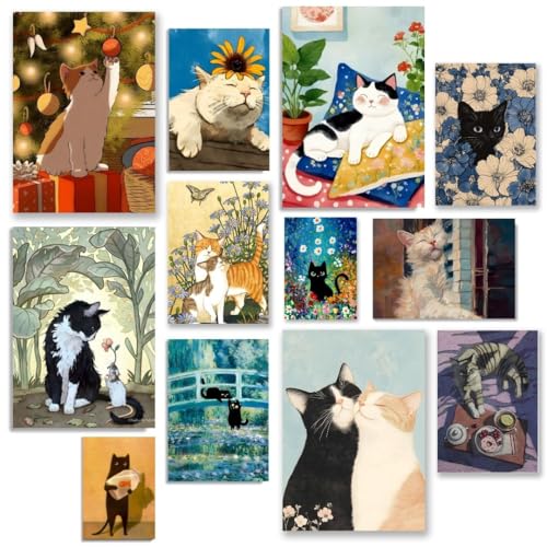 Image of Funk You Store Cat Posters (Set of 12) Cute Kitten Posters for Wall | Collage Set of Pussy Cat Poster for bedoom, living room, dorm room, studyroom | Poster for Wall | Glue Dots Included (D 028)