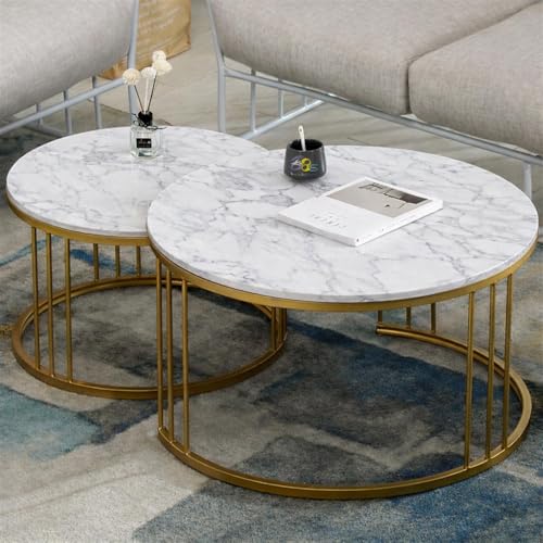 Image of Coffee Table Round Sofa Small Side Table Nesting Table, Modern Negotiation Tables Combination Table, Suitable for Living Room Bedroom Side Table