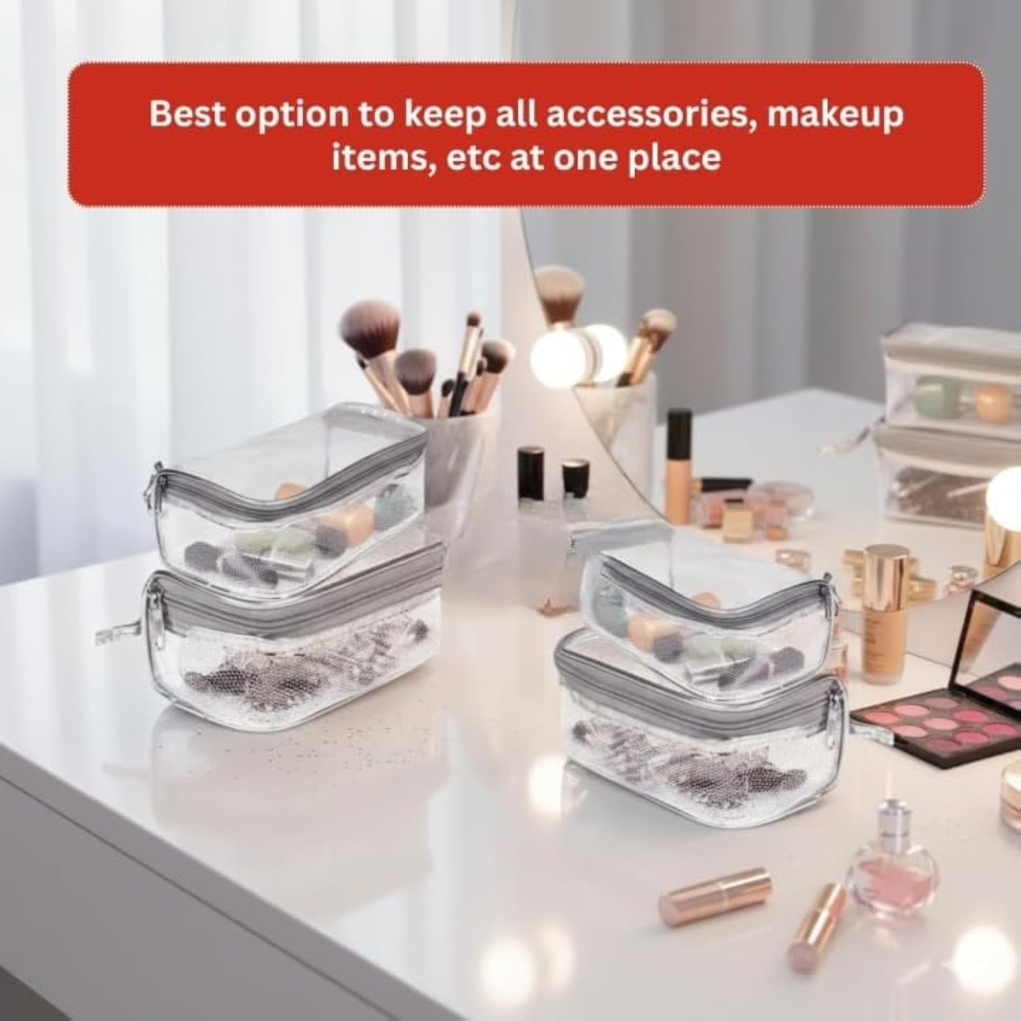 Clear Makeup Bag, Small TSA Approved Toiletry Organizer