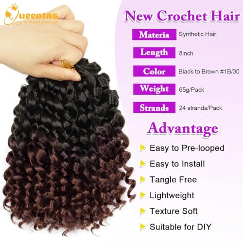 QUEENTAS 3Packs Short Crochet Hair for Women - Jamaican Gogo Braiding Hair Extensions 36 Roots (8inch,#1B/30) - Image 2