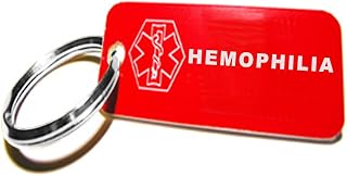 Pre-Engraved Hemophilia Plastic Medical Alert ID Keychain, Small 2.25 x .79 Inch