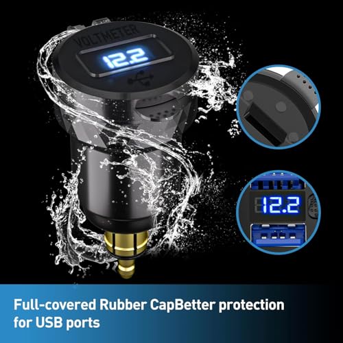 Image of Hella Din Motorcycle USB Charger (NOT for Car Cigarette Socket) - Dual USB-A QC3.0 18W Waterproof Charger w /Switch & Voltmeter for BMW Ducati Triumph