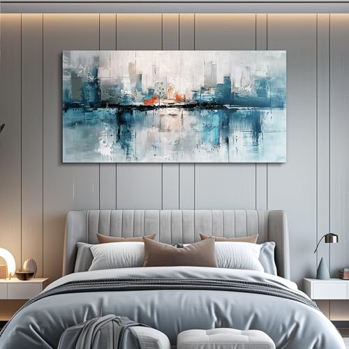 FUHAIHUA Canvas Wall Art For Living Room Large Wall Decor For Office Bedroom Wall Decor Abstract Painting Blue Wall Pictures Prints Wall Artwork Aesthetic Home Decoration Ready To Hang 24x48 In