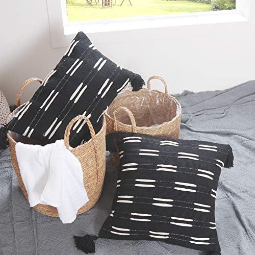 Sungea Farmhouse Black And White Lumbar Pillow Cover, 12 X 20 Decorative Throw Pillow Case Tribal Tufted With Tassel Cotton Woven Cushion Cover Accent Neutral Collection For Sofa Couch Living Room Car #TOP5