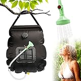Materiales de alta calidad: la bolsa de ducha está hecha de materiales ecológicos a prueba de fugas y un revestimiento de PVC. Los materiales utilizados son seguros para la salud humana, duraderos, ecológicos y ahorran energía. La bolsa de ducha de camping al aire libre se puede plegar a un tamaño pequeño cuando no se utiliza. Fácil de transportar y almacenar.