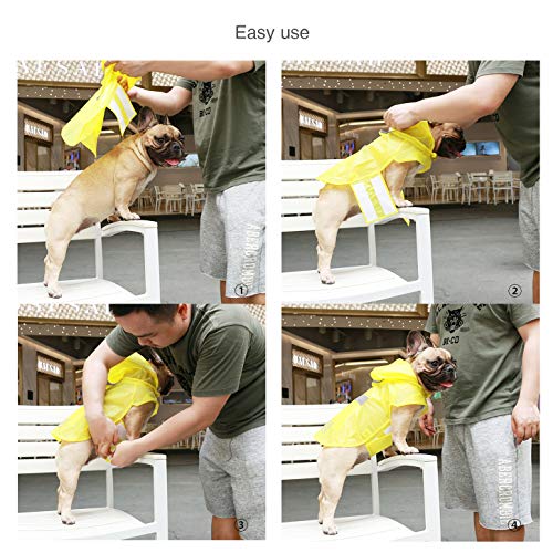 Ichoue Dog Raincoats, Packable Rain Coats, Lightweight Rain Jacket With Reflective Straps, Adjustable Poncho For Medium Dog French English Bulldog Pug Terrier (Yellow, Medium) #TOP4