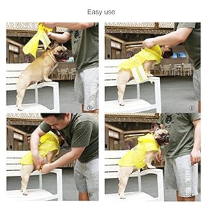 iChoue Dog Raincoats, Packable Rain Coats, Lightweight Rain Jacket with Reflective Straps, Adjustable Poncho for Medium Dog French English Bulldog Pug Terrier (Yellow, Small) iChoue Dog Raincoats Packable Rain Coats Lightweight Rain Jacket with Reflective Straps Adjustable Poncho for Medium Dog French English Bulldog Pug Terrier Yellow Small