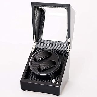 Watch Box caja de almacenamiento para relojes Bobinador automático de relojes para relojes dobles con motores silenciosos, caja de almacenamiento de rotación con adaptador de CA o batería, color negro