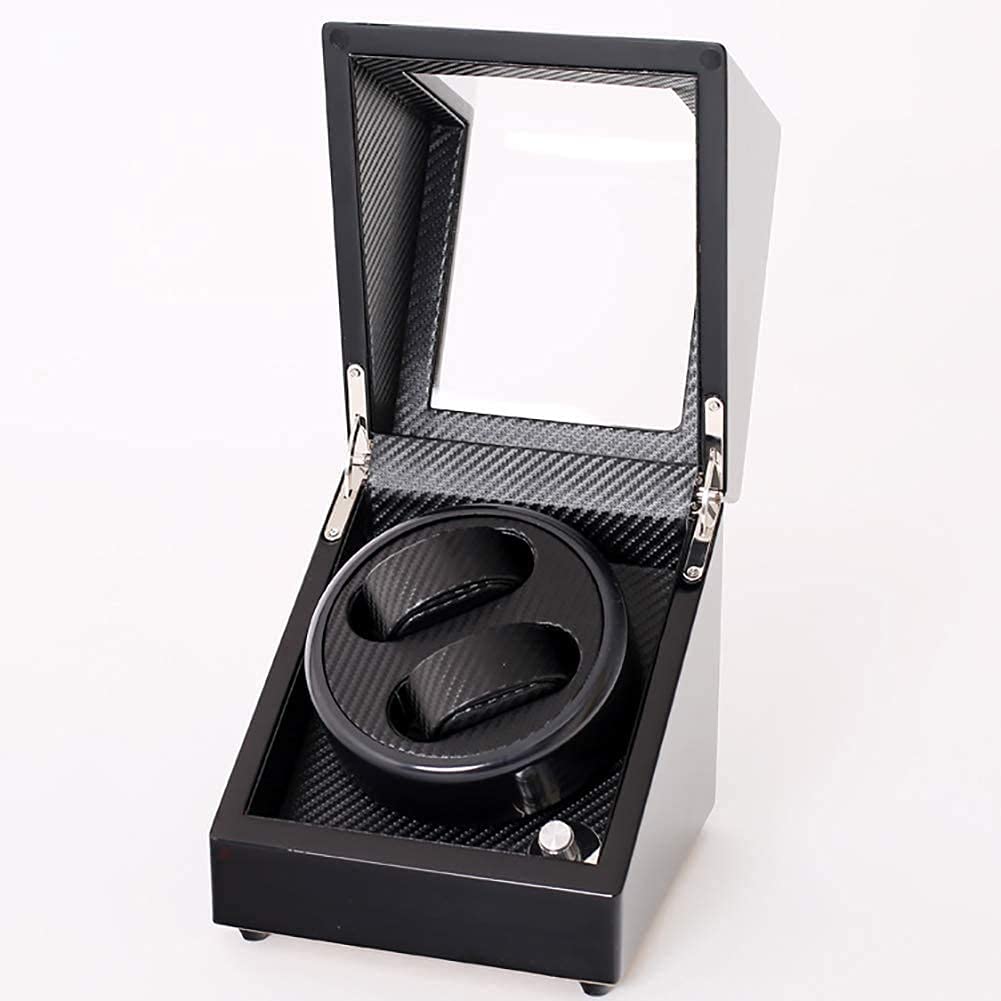 Watch Box Scatola Porta Orologi Carica Orologi Automatico per Doppi Orologi con Motori silenziosi, Custodia Rotante Tramite Adattatore CA o Batteria Nera
