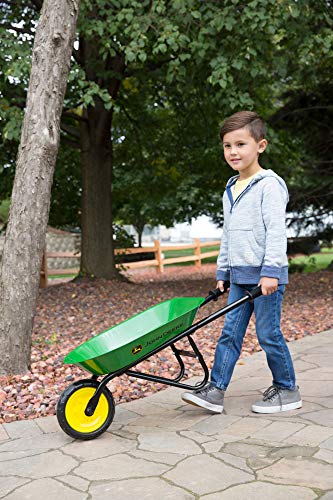 TOMY John Deere Steel Wheelbarrow for Kids, Green