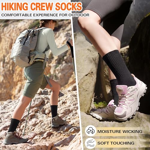 Image of Sandsuced 5 Pack Merino Wool Boot Hiking Socks for Women Warm Winter Thick Thermal Cozy Work Soft Ladies Socks