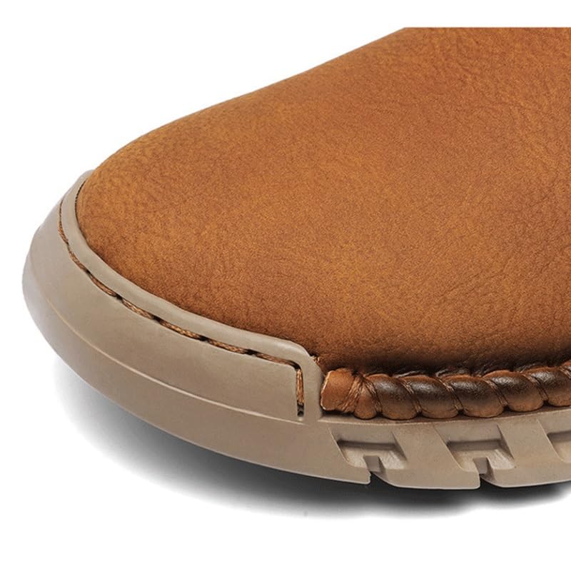 Shoes Men's Warm High-top Non-slip Leather Boots Comfortable Thick-soled Lace-up Oxford Shoes Men Versatile Casual Shoes for Travel Outdoor Activities(Gray,9)4