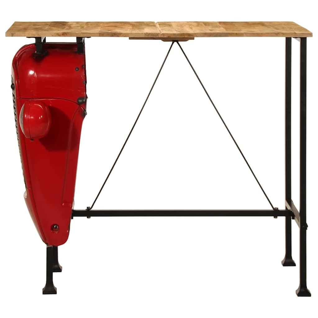 7-TLG. Bar-Set Massivholz Mango mit pulverbeschichtetem Stahlgestell, 120x55x107 cm, 6 Barhocker, industrielles Traktor-Design, platzsparend für Küche Esszimmer Wohnzimmer