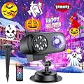 Halloween Christmas Projector?Outdoor Light with Snowflake Xmas Theme Party Yard Garden Decorations with 14 Slides 10 Colors 8 Picture Holiday Projector Lights with Remote Control Waterproof Indoor
