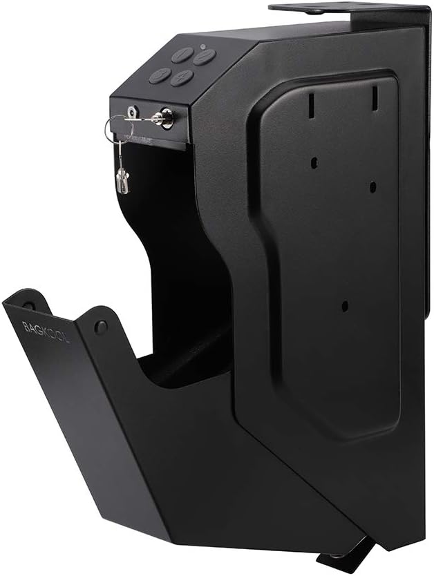 BAGKOOL Gun Safe,Handgun Safe Box Mounted Firearm Safety Device Pistol Gun Safe Box (Digital Code & Key)