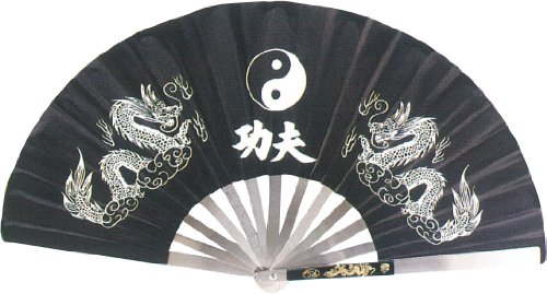 BladesUSA 2510-B Kung Fu Fighting Fan, Stainless Steel Frame, Black/White, 14-3/4-Inch Length, 27-1/4-Inch Open
