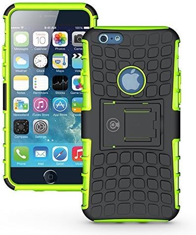 Cable And Case iPhone 6S Case, iPhone 6 Case [Heavy Duty] Tough Dual Layer 2 in 1 Rugged Rubber Hybrid Hard/Soft Impact Protective Cover [with Kickstand] Shipped from The U.S.A. - Green