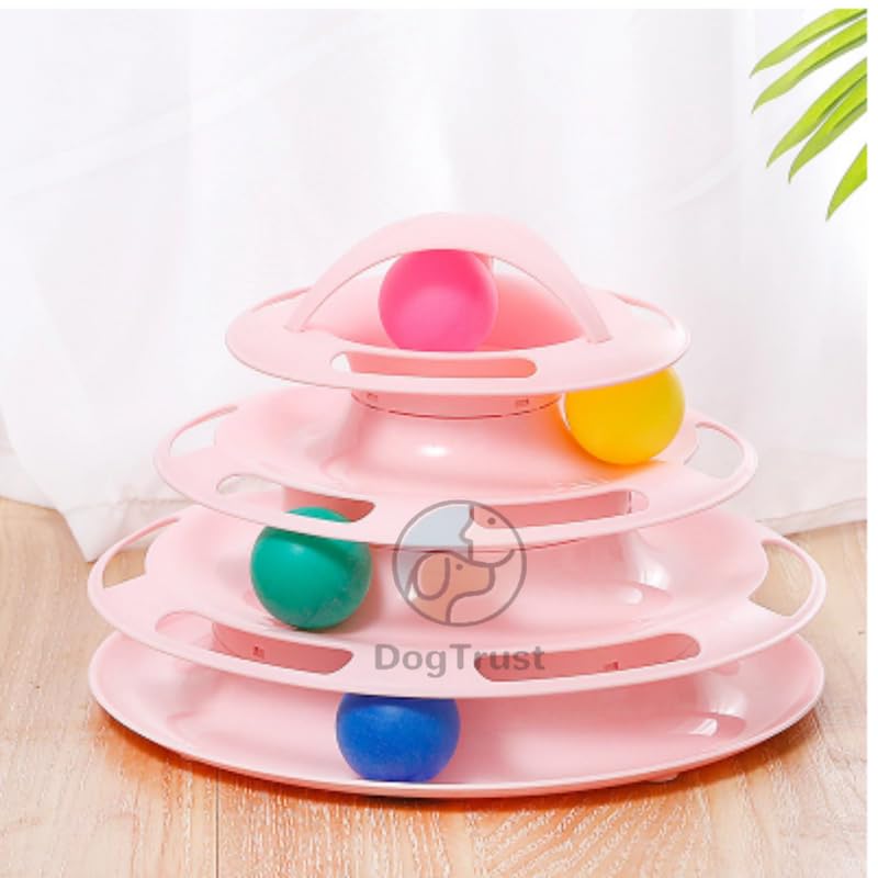 Dog Trust Pet Interactive Fun 4 Layers Ball Ball and Feather Wand Cat Toy Interactive for Cats- Detachable Sturdy Anti-Skid Mental Physical Exercise Puzzle Toys,Pink (B0CHF7W8M6) Amazon Price History, Amazon Price Tracker