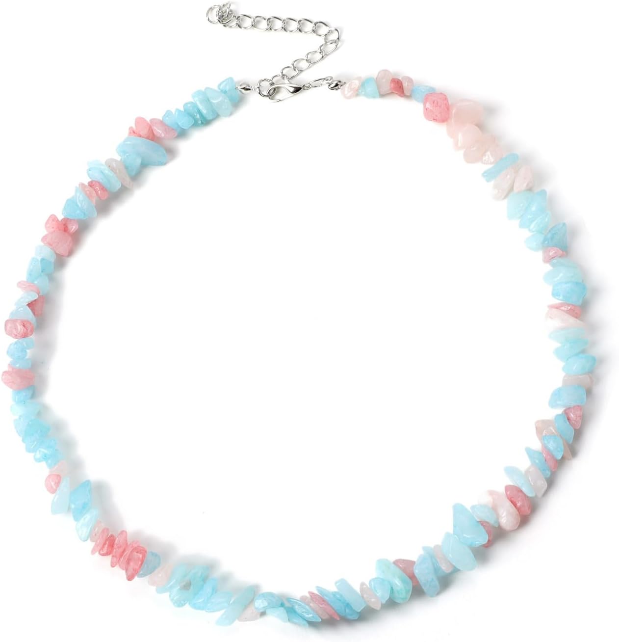 Gemstone Beaded Necklace for Women Irregular Crystal Natural Stone Bead Necklace Boho Surfer Beach Necklaces Handmade Jewelry Gift for Women