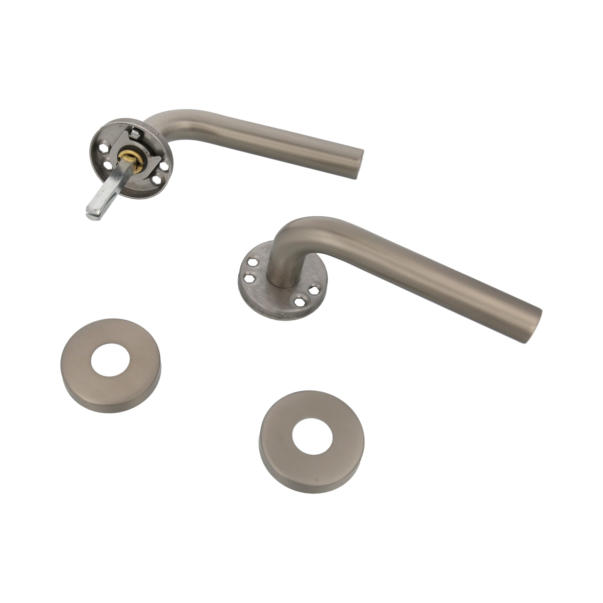 Amig - Zestaw uchwytów z rozetą, antybakteryjne wykończenie, Ø52 mm, elegancki i prosty design, idealny do domu lub biura, stal nierdzewna 18/8, kwadrat 8 mm, matowy