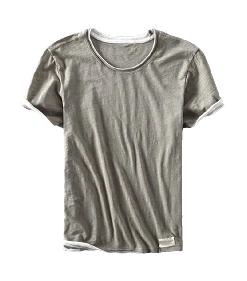 Mens Japan Style Short Sleeve T Shirt Cotton Solid Color O Neck Breathable Short Sleeve T Shirt