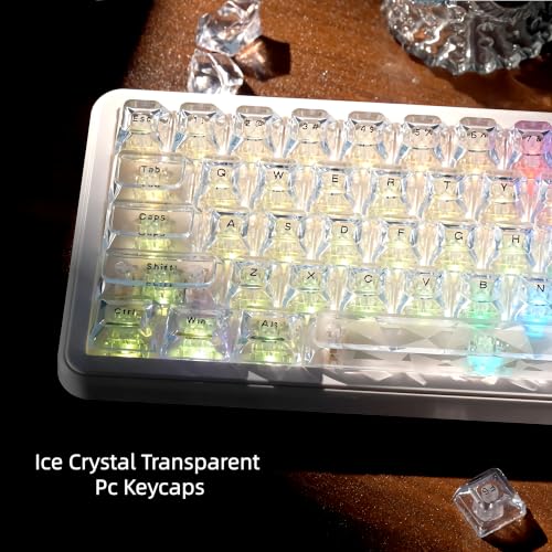 Image of dagaladoo Keyboard keycaps Jelly,Clear keycaps,Shine Through Key caps | White Ice PC keyboard caps,crystal Translucent, ASA profile keycaps for 60% 65% 75% 80% 100% Mechanical Keyboards