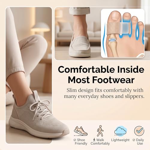 Image of Bunion Corrector & Toe Separators for Men and Women - Dual Size (S+L) Gel Toe Straightener with 2 Loops for Overlapping Toes, Hammer Toe & Hallux Valgus Pain Relief (Pack of 2)