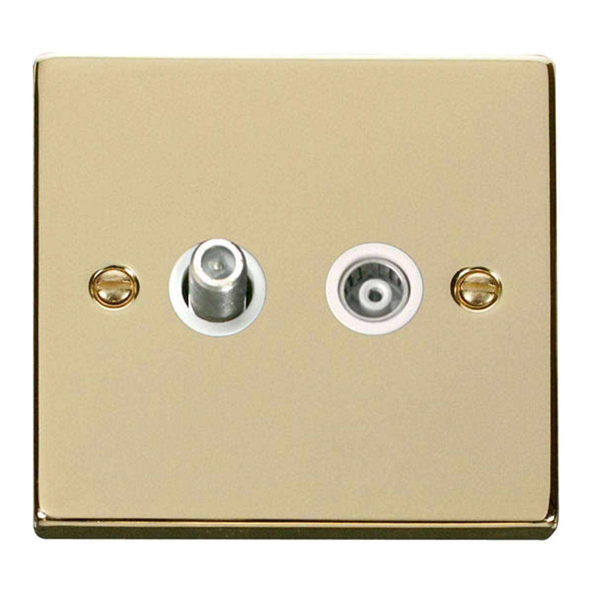 Click Polished Brass Satellite And Isolated Coaxial 1 Gang Socket