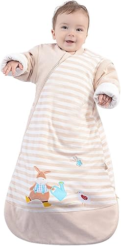 CYUURO Saco de dormir unisex con cremallera de 3 vías para bebé, 100% algodón, TOG 2.5