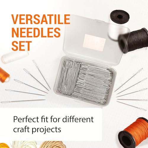 VONEEDL 500 PCS Large Eye Heavy Duty Sewing Needles - Bulk Set of 2 inch Big Eye Embroidery Needles - Easy to Thread Quilting Needles - Thumbnail 2