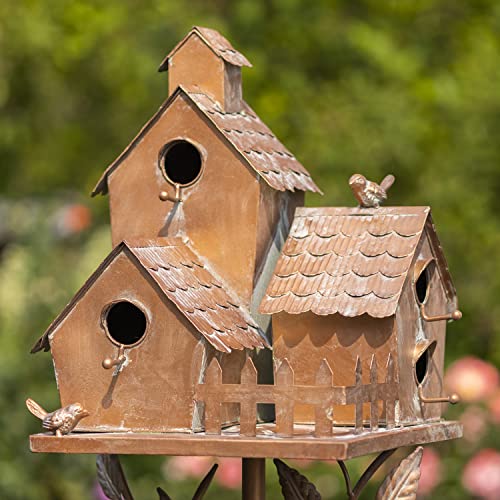 Large Copper Colored Multi-Birdhouse Stakes, Room For 4 Bird Families In Each (Houses Facing Multiple Directions) #TOP2