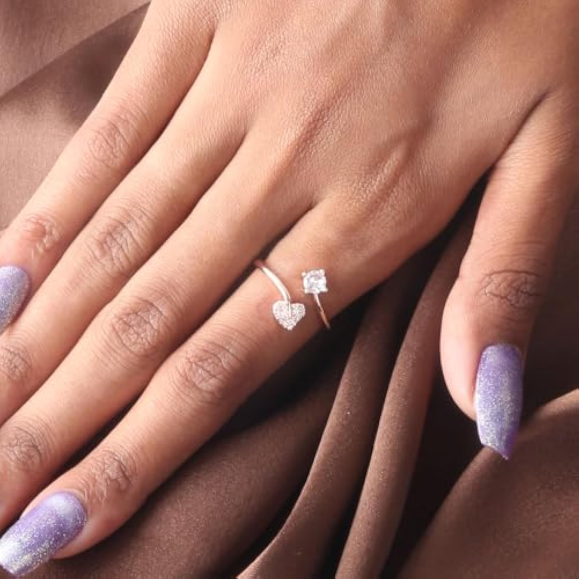 Women's Charming Rose Gold Heart Shape Adjustable Ring