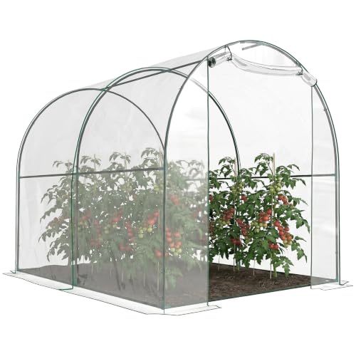 Image of Outsunny Walk-in Polytunnel Greenhouse Roll-up Door Steel Frame 2.5 x 2m