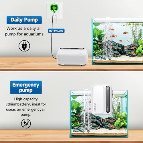 Image of Aquarium Air Pump Rechargeable Aerator for Bait Bucket, Portable Battery Powered Air Pump for Aquarium, Fish Tank Air Pump Bubbler Aerator for Outdoor Fishing