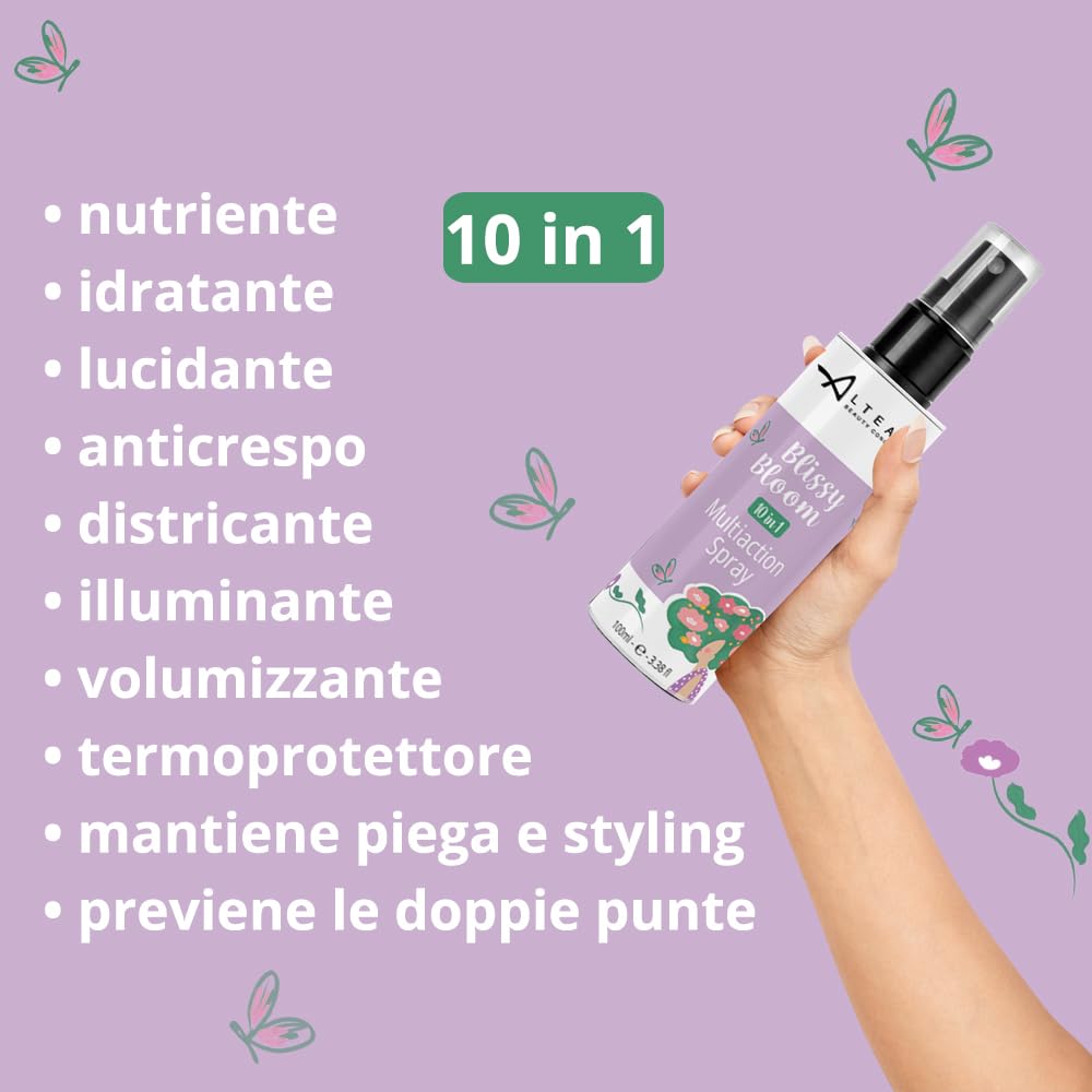 Altéax Blissy Bloom Heat Protector Hair 100 ml - Spray do rozczesywania włosów 10 w 1, dobry do rozczesywania włosów dla dzieci i dorosłych - profesjonalne odżywianie i nawilżanie włosów