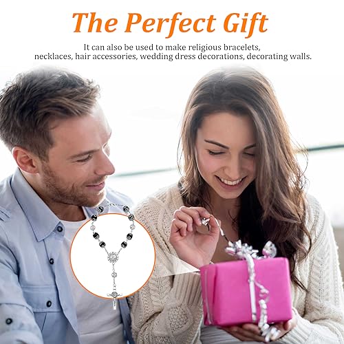 image for Ziciner 2 Car Rosary for Rearview Mirror, Personalized Blessing Rear V