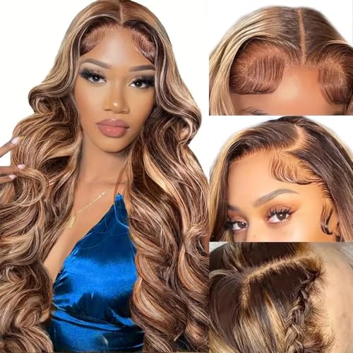 Afribye 13x6 Honey Blonde Body Wave Lace Front Wig Human Hair 4/27 24 inch