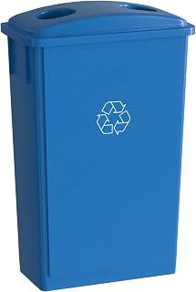 23 Gallon Blue Recycle Slim Jim Trash Can with Bottle Slot Lid