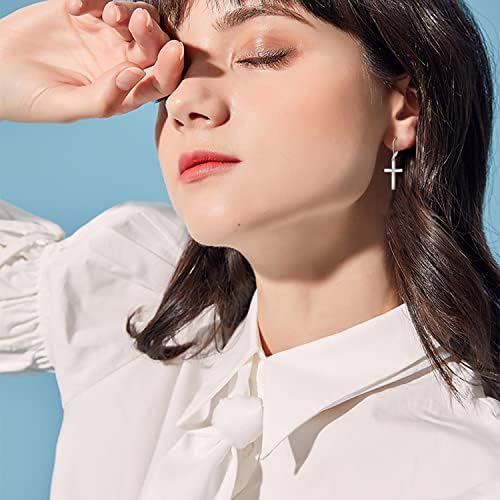 Cross Earrings S925 Sterling Silver Origami Cross Dangle Drop Earring Gifts for Women