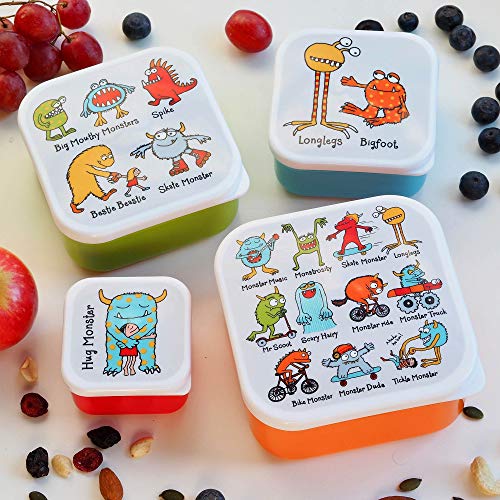 Set de 4 recipientes de comida para niños - Monstruo