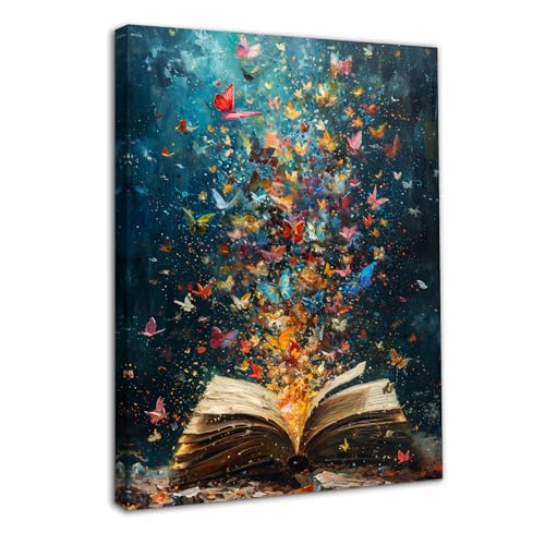 Dazzlewall Gerahmte Bunte Schmetterling Buch Wandkunst, Vintage Ästhetik Bibliothek Poster für Lesezimmer Wohnzimmer Dekor 12x16 zoll Dazzlewall Gerahmte Bunte Schmetterling Buch Wandkunst, Vintage Ästhetik Bibliothek Poster für Lesezimmer Wohnzimmer Dekor 12x16 zoll