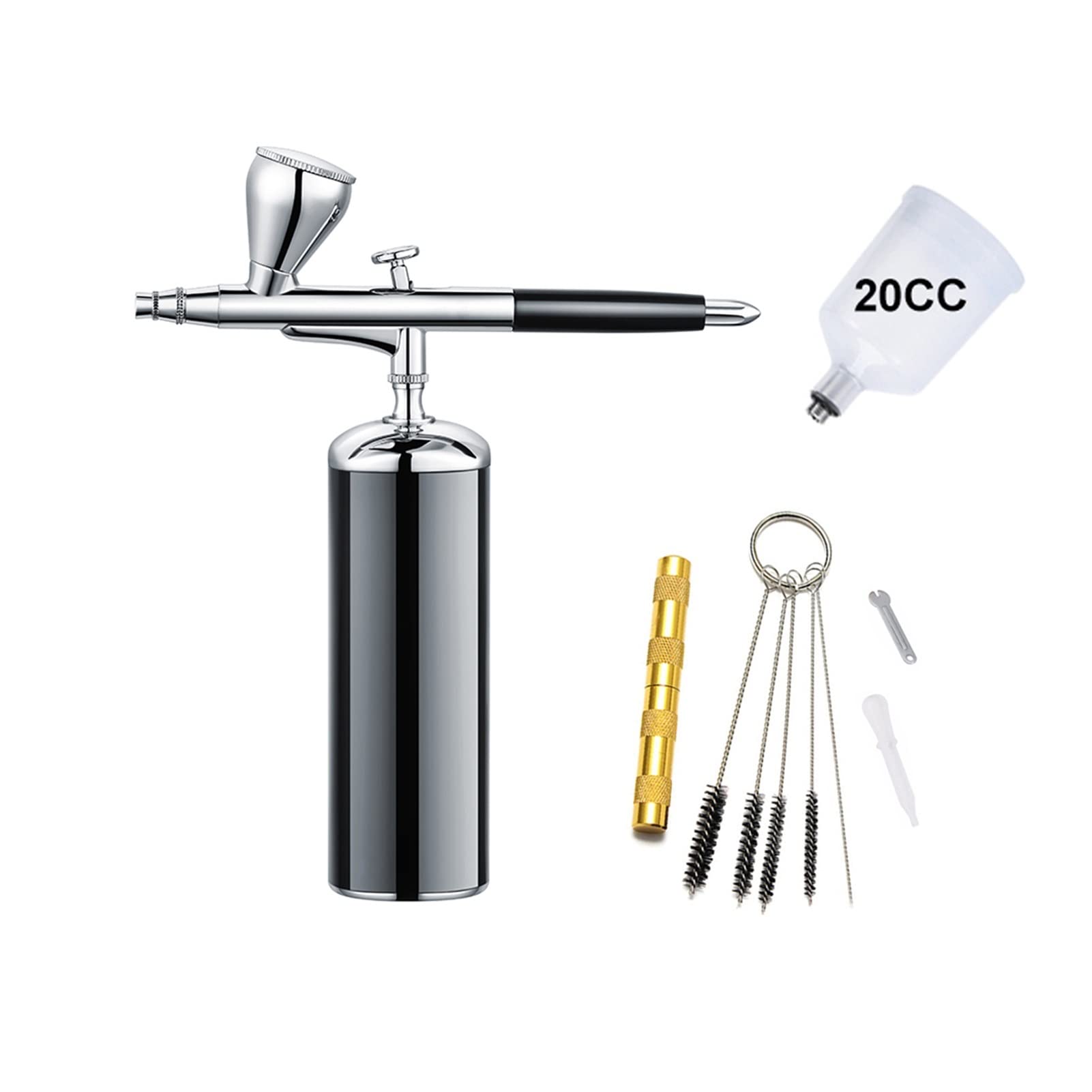 Rozpylacz farby, Ulepszony auto Mini Airbrush Zestaw z sprężarką i dysze 0,3 mm Przenośny Handheld Dual-Action Cordless Paint Pędzel pistoletu(Part C black)