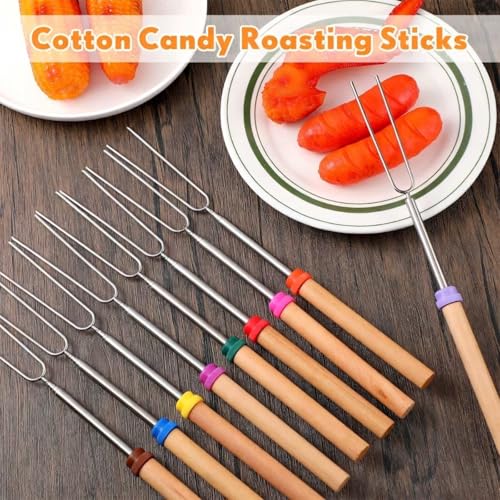 Minatee 60 Pcs 28 Inch Roasting Sticks Bulk, Smores Skewers for Fire Pit, Hot Dog Camping Skewers Accessories Campfire Extendable Forks BBQ Tools Smores Sticks - Image 2