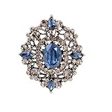 Vintage Crystal Oval Flower Brooch Pin Vintage Banquet Hollow Filigree Brooch for Banquet Wedding Ho