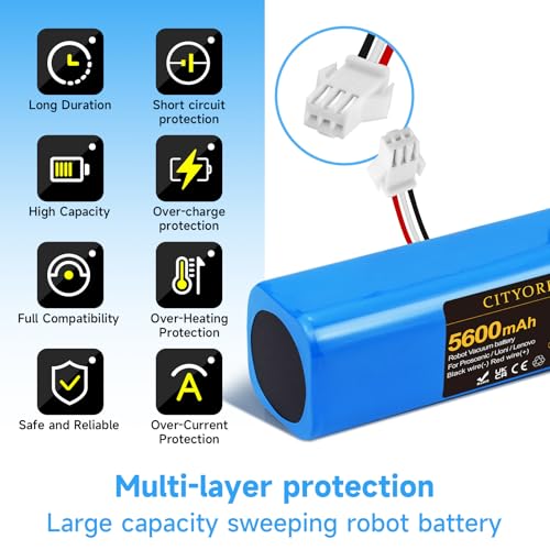 CITYORK 5600mAh Li-Ion Ersatz Akku für Proscenic M7 Pro M8 Pro/Roidmi Eve Plus/Lydsto R1 / Viomi S9 / Uoni V980 Plus, Akku für Neabot N2 N1 / Tesvor M1 Staubsauger Ersatzakku